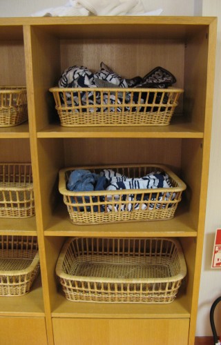 The low-security approach to clothes storage is evidence of Japan’s low crime rate, but in a modern super-sento you’re more likely to encounter lockers than traditional baskets like these